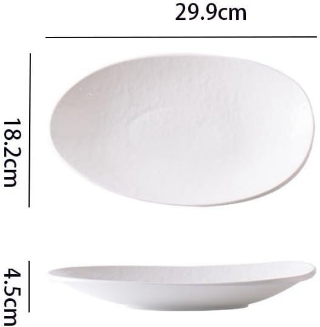 Dinner Plate Household Japanese Salad Plate, Hotel Restaurant Steamed Fish Plate, Creative Ceramic Plate Lightweight Dinner Plates(Medium) - Image 2