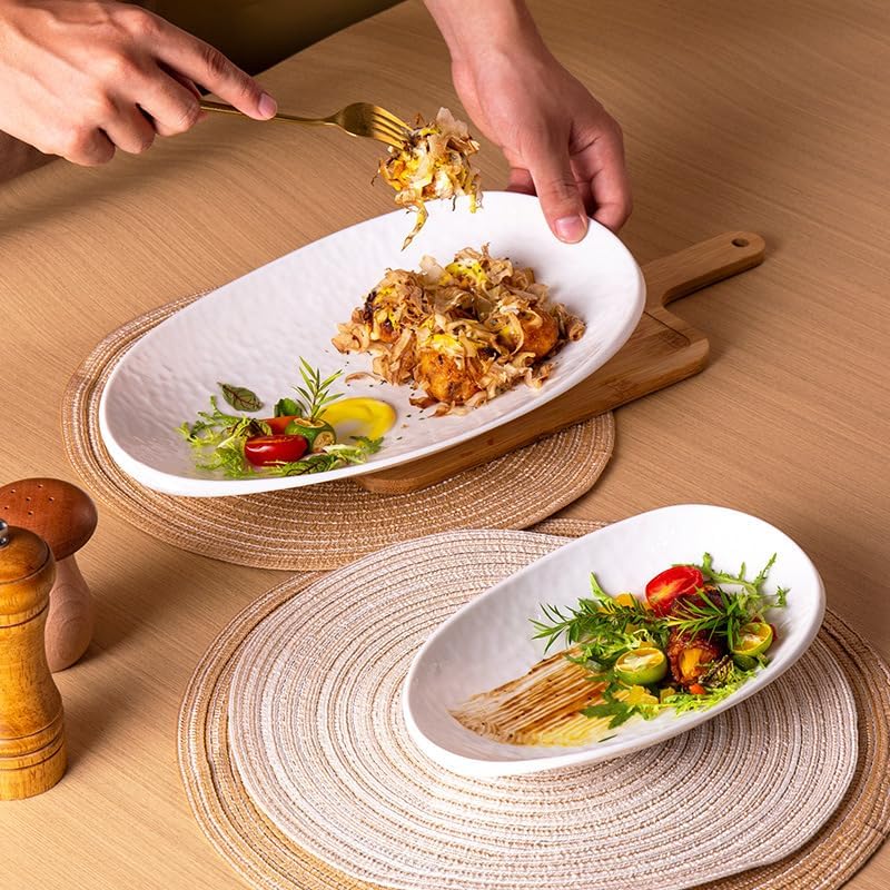 Dinner Plate Household Japanese Salad Plate, Hotel Restaurant Steamed Fish Plate, Creative Ceramic Plate Lightweight Dinner Plates(Medium) - Image 5