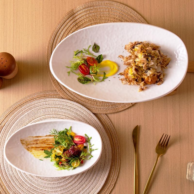 Dinner Plate Household Japanese Salad Plate, Hotel Restaurant Steamed Fish Plate, Creative Ceramic Plate Lightweight Dinner Plates(Medium) - Image 3