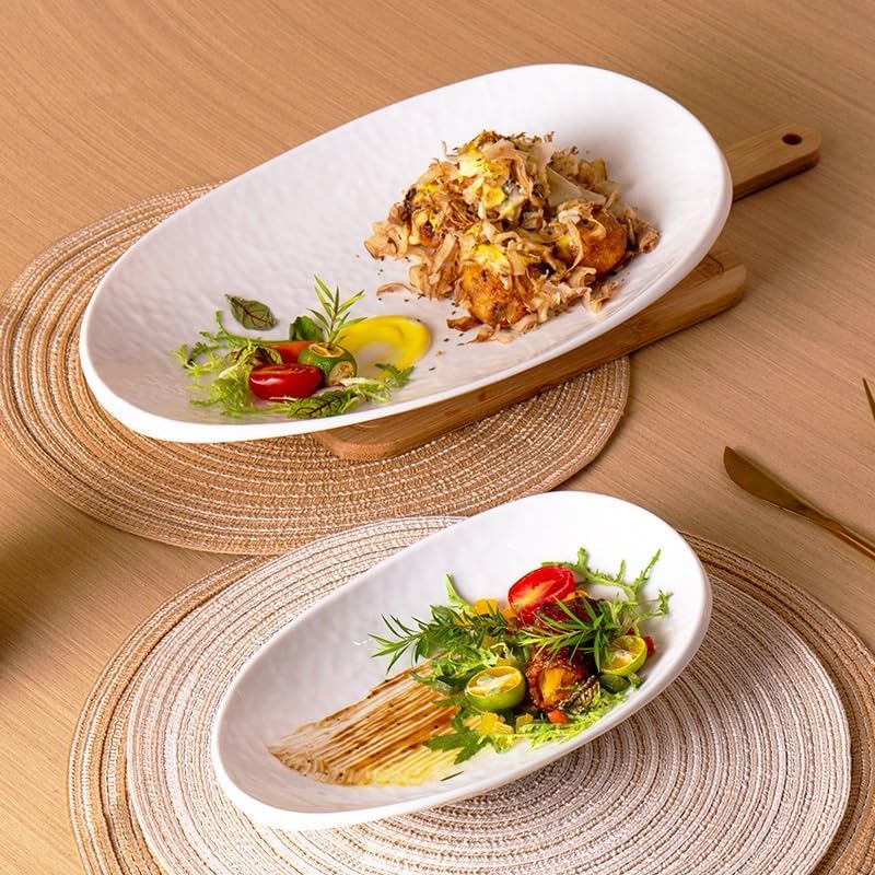 Dinner Plate Household Japanese Salad Plate, Hotel Restaurant Steamed Fish Plate, Creative Ceramic Plate Lightweight Dinner Plates(Medium) - Image 4