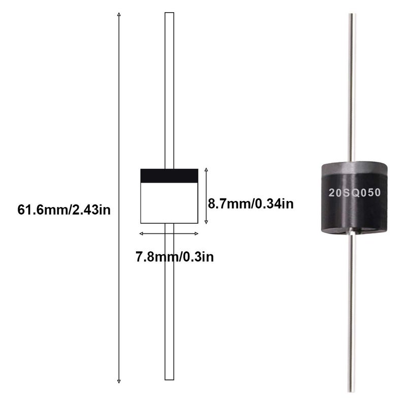 Tnisesm 20 Pcs 20SQ050 20A 50V Schottky Blocking Diode, Rectifiers Diode,Diode Axial Kit for Solar Panel - Image 2