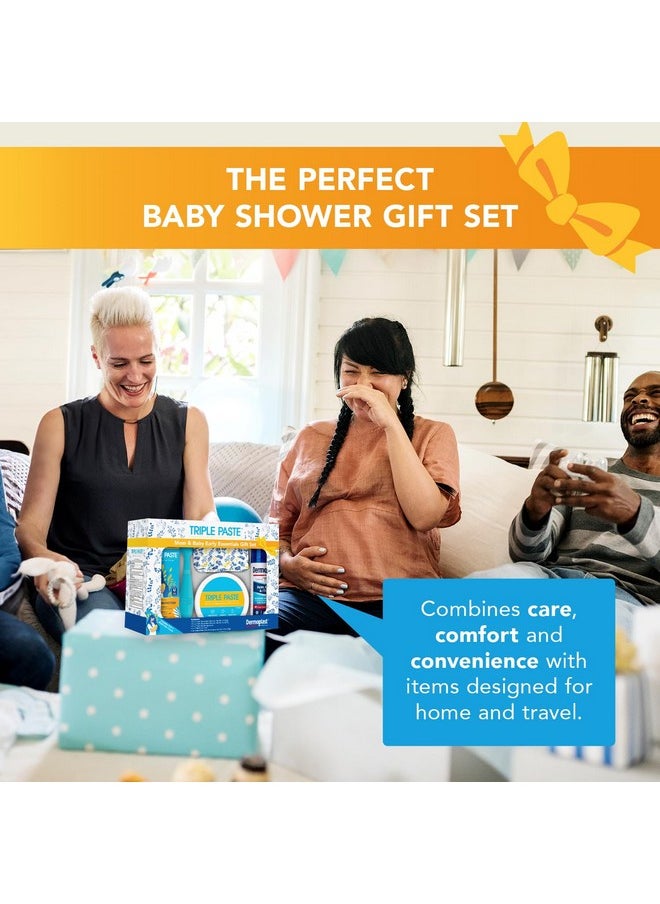 Triple Paste - Mom & Baby Early Essentials Gift Set With 5 Items - Diaper Rash Ointment 8Oz Jar & 2Oz Tube, Spatula Applicator, Dermoplast Spray, And Multi-Use Cover - Baby Shower Gifts For New Mom - Image 1