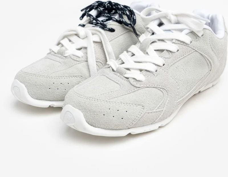 Nişantaşı Shoes Bellini Light Gray Suede Flat Sole Women's Lace-Up Sports Shoes
