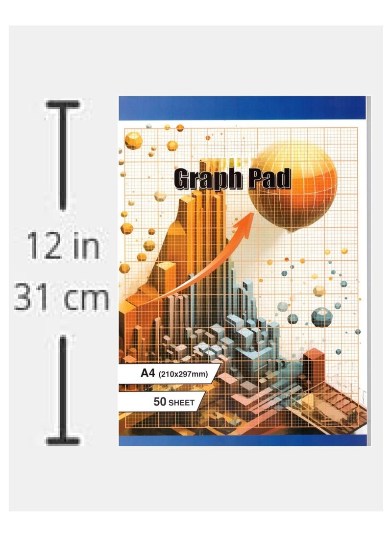 MARKQ Graph Paper Pad, A4, Squared Grid Paper book for Mathematics, Science, Engineers, Drawing, School Supplies, 50 Sheets  - Image 2