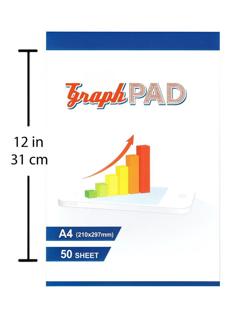 MARKQ Graph Paper Pad, A4, Squared Grid Paper book for Mathematics, Science, Engineers, Drawing, School Supplies, 50 Sheets - Image 2