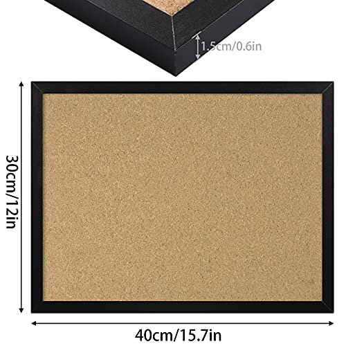 FEBSNOW Cork Board Bulletin Board 15.7 x 12 Inches with Rectangle Black Frame Hanging Pin for Office Home Message Board or Vision Board Decoration - Image 2
