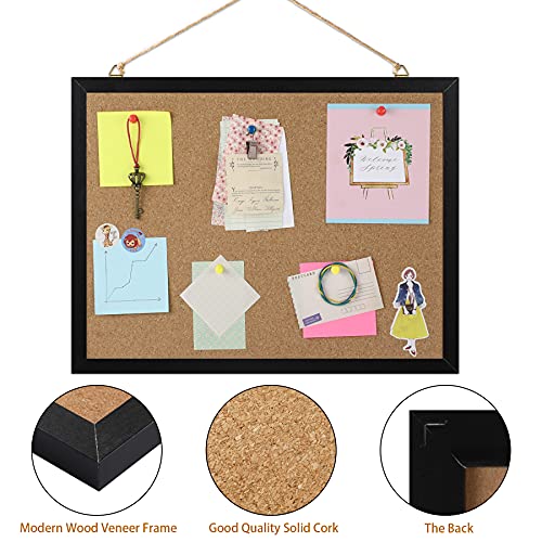 FEBSNOW Cork Board Bulletin Board 15.7 x 12 Inches with Rectangle Black Frame Hanging Pin for Office Home Message Board or Vision Board Decoration - Image 3