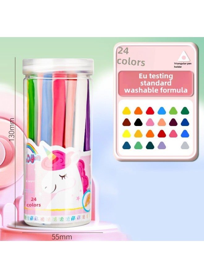 mriya Children's Non-dirty Hand Crayon Student Graffiti Oil Painting Stick Washable Triangle Pole Plastic Crayon - Image 1