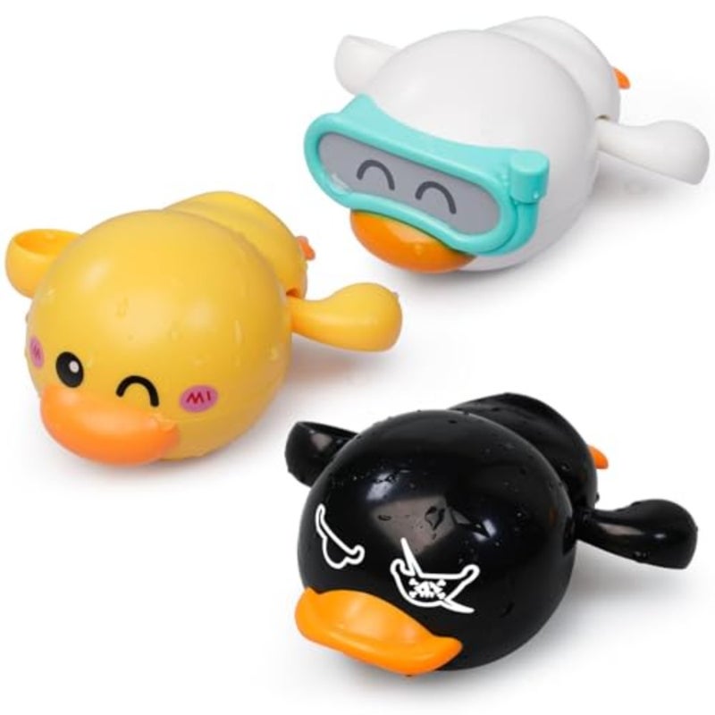 Baby Bath Toys, 3 Pcs Wind Up Duck Bathtub Toys for Toddlers 1-3 Years Old, Floating Pool Games, Water Toys for Swimming for Boys and Girls - Image 1