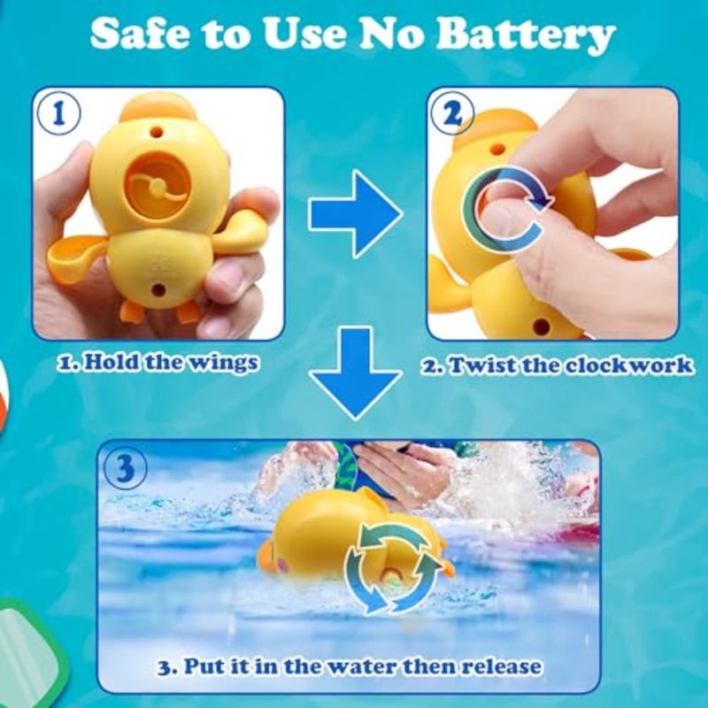 Baby Bath Toys, 3 Pcs Wind Up Duck Bathtub Toys for Toddlers 1-3 Years Old, Floating Pool Games, Water Toys for Swimming for Boys and Girls - Image 4