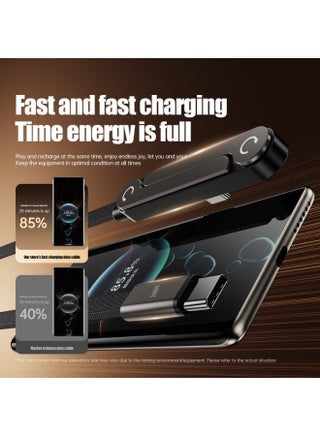 240W foldable data cable for mobile gaming, can be used as a stand, USB-C to USB-C cable, 240W fast charging, compatible with iPhone 17/16/15 series, iPad mini 6, Air M3 M2 M1, iPad Pro, Samsung S24 S23, Laptop, Lenovo, Dell, Xiaomi,1.5mBlack - view 2