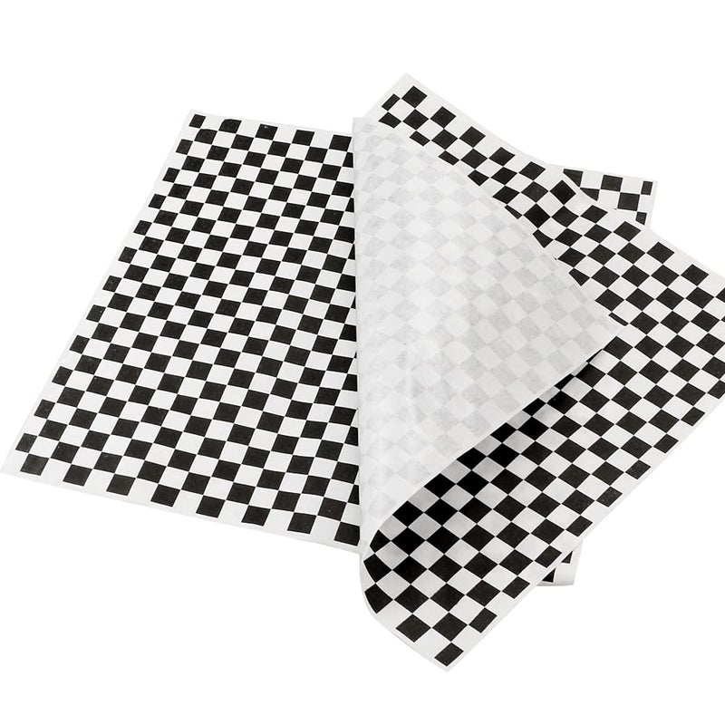 Hslife 100 Sheets Checkered Dry Waxed Deli Paper Sheets  Paper Liners For Plastic Food Basket  Wrapping Bread And Sandwiches (Black) - Image 3