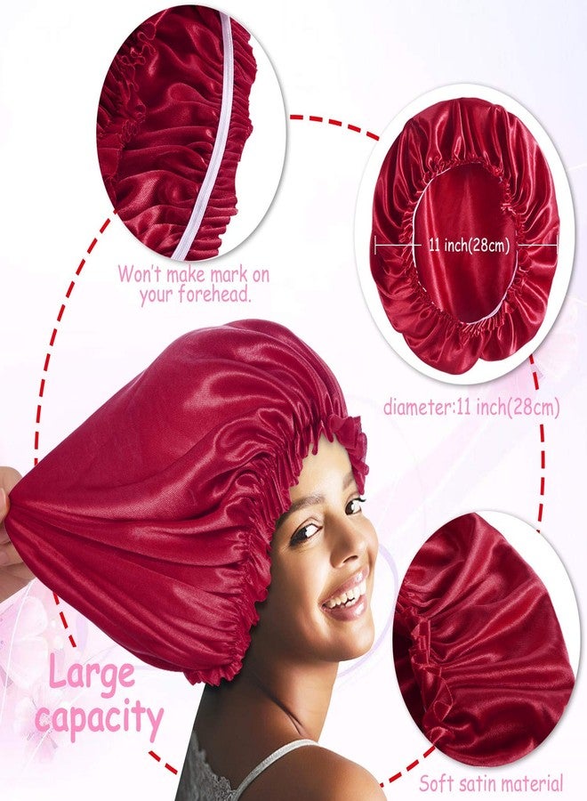 ROYBENS 4PCS Satin Bonnets for Women, Silk Hair Bonnet for Sleeping, Silky Sleep Cap for Curly Hair Braids, A - Image 3