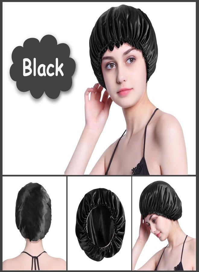 ROYBENS 4PCS Satin Bonnets for Women, Silk Hair Bonnet for Sleeping, Silky Sleep Cap for Curly Hair Braids, A - Image 2