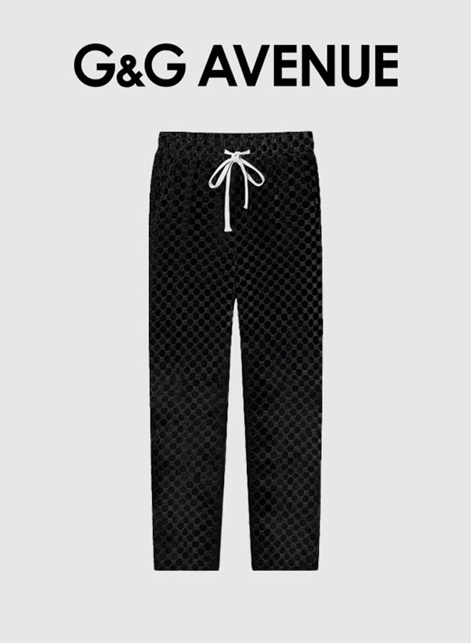 G&G AVENUE Spring and autumn New High Quality Men's Drawstring Casual Sports Pants Black Jogging Fashion Pure Cotton Exercise Outdoor Versatile Drawstring Elastic Sports Pants - Image 1