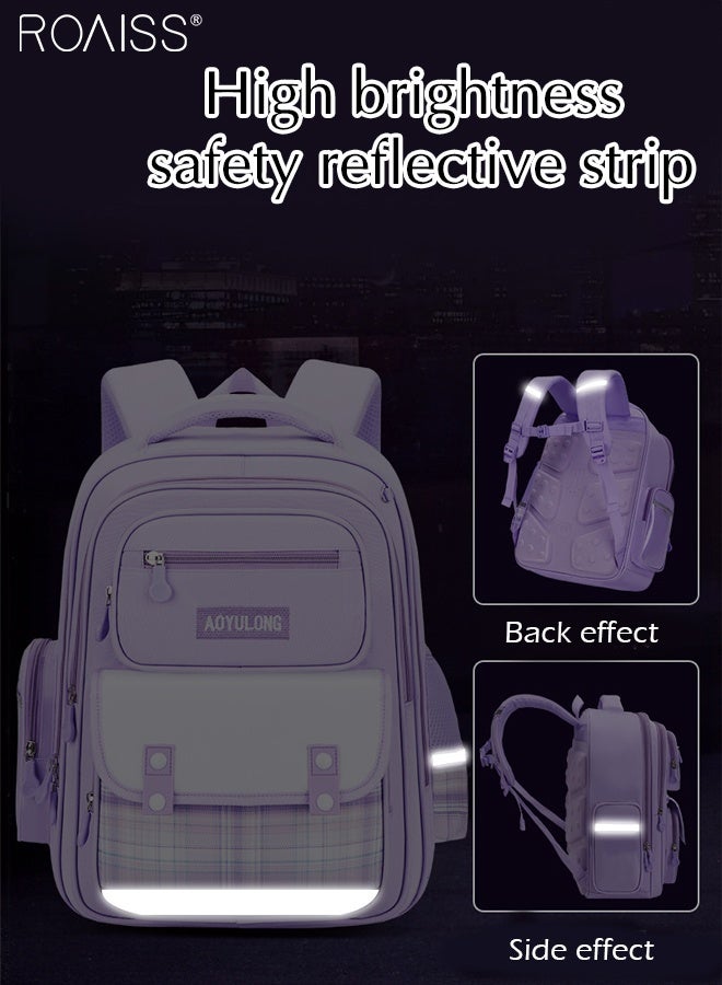 رويس حقيبة ظهر صغيرة للفتيات مع سحاب للإغلاق، حقيبة مدرسية مقاومة للماء للفتيات، حقيبة مدرسية رائعة مع حزام صدر وتصميم يحمي العمود الفقري، مناسبة للمدرسة والرحلات أو أي أنشطة خارجية - Image 5