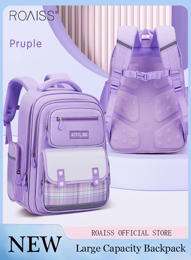 رويس حقيبة ظهر صغيرة للفتيات مع سحاب للإغلاق، حقيبة مدرسية مقاومة للماء للفتيات، حقيبة مدرسية رائعة مع حزام صدر وتصميم يحمي العمود الفقري، مناسبة للمدرسة والرحلات أو أي أنشطة خارجية - Image 1