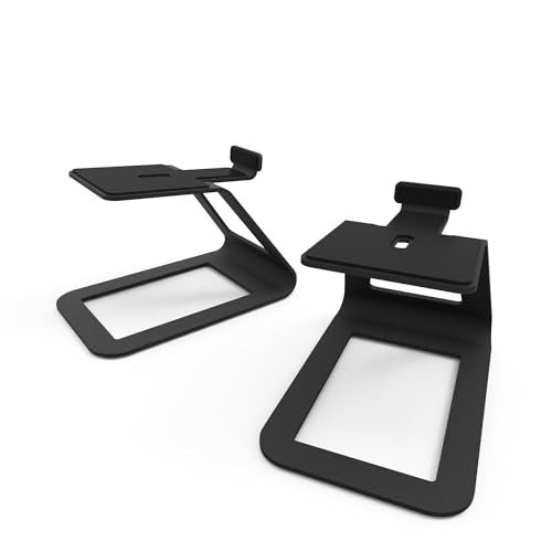 Kanto SE4 Elevated Desktop Speaker Stands for Medium Bookshelf Speakers & Mid-Size 3”-4” Studio Monitors | 5.6” Tall | Supports 9 lbs | Damping 2.0 mm Silicone Padding | ¼”-20 Mounting | Pair | Black - Image 1