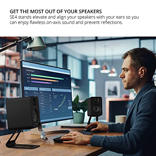 Kanto SE4 Elevated Desktop Speaker Stands for Medium Bookshelf Speakers & Mid-Size 3”-4” Studio Monitors | 5.6” Tall | Supports 9 lbs | Damping 2.0 mm Silicone Padding | ¼”-20 Mounting | Pair | Black - Image 5