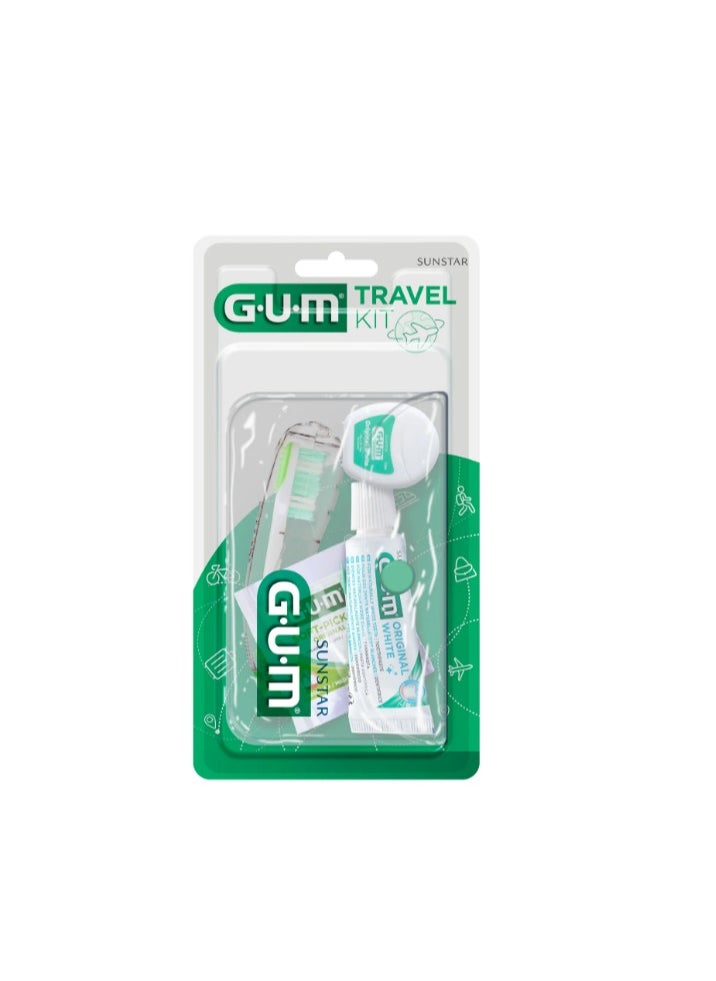 Gum Travel Kit Original White - Complete Oral Care Set with Toothbrush, Whitening Toothpaste for On-the-Go Convenience  - Image 1