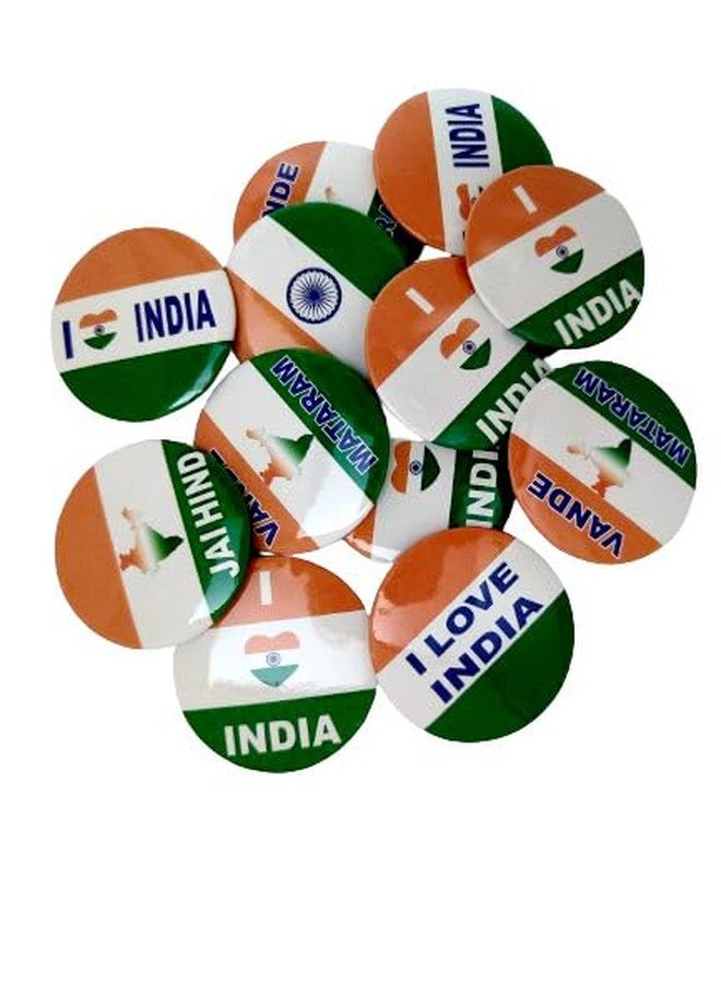 Nimida Indian Flag Badge for Republic and Independence Day| Mixed Design | Metal & Plastic | Size 4.5 cm | Pack of 24 - Image 1