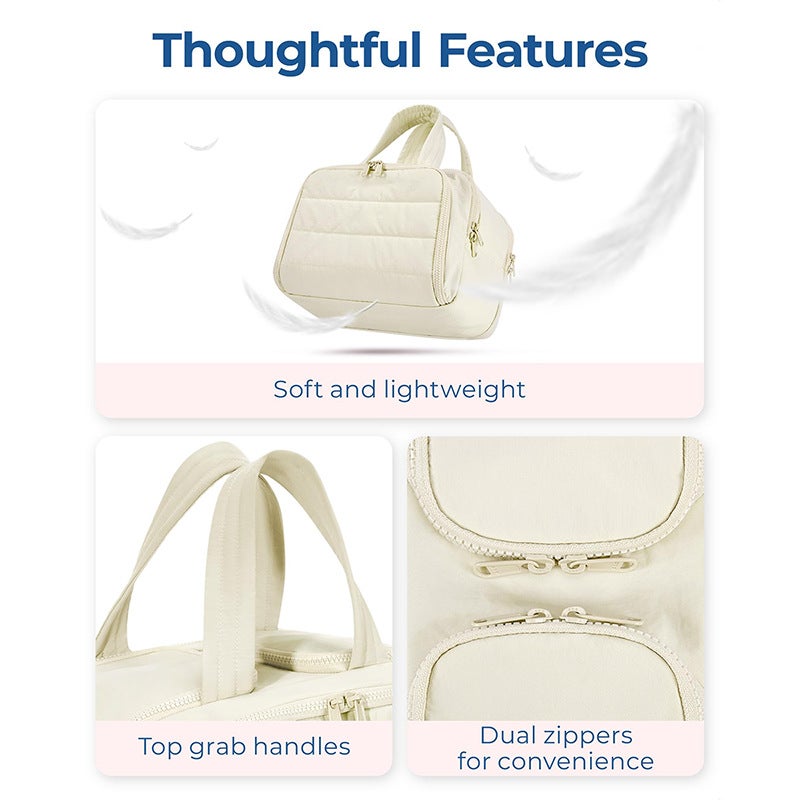 Large-Capacity Cosmetic Bag, Convenient Travel Portable Toiletry Bag, Fluffy Large Wide Opening Cosmetic Storage Bag - Image 4