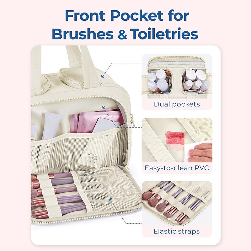 Large-Capacity Cosmetic Bag, Convenient Travel Portable Toiletry Bag, Fluffy Large Wide Opening Cosmetic Storage Bag - Image 5