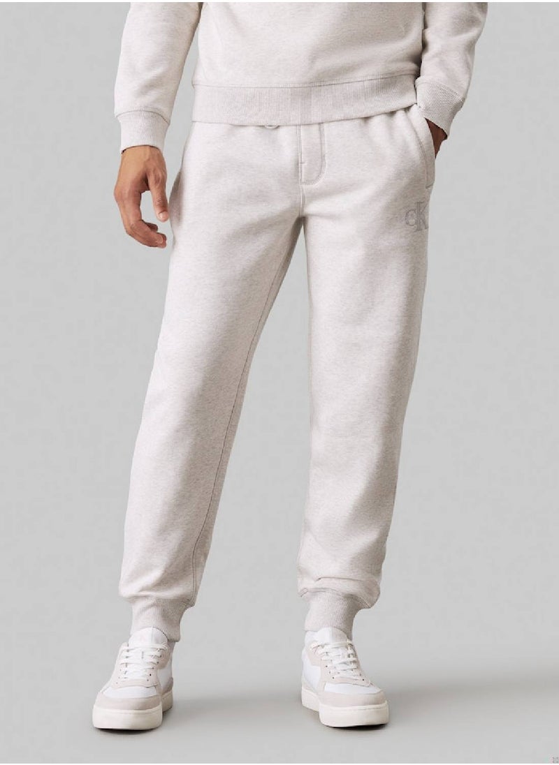 Calvin Klein Jeans Men's  Monogram Fleece Joggers , Grey - Cotton Blend  - Image 1