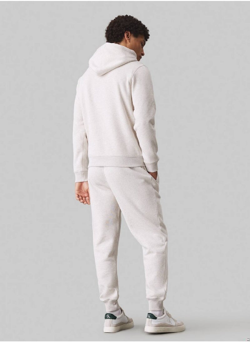 Calvin Klein Jeans Men's  Monogram Fleece Joggers , Grey - Cotton Blend  - Image 3