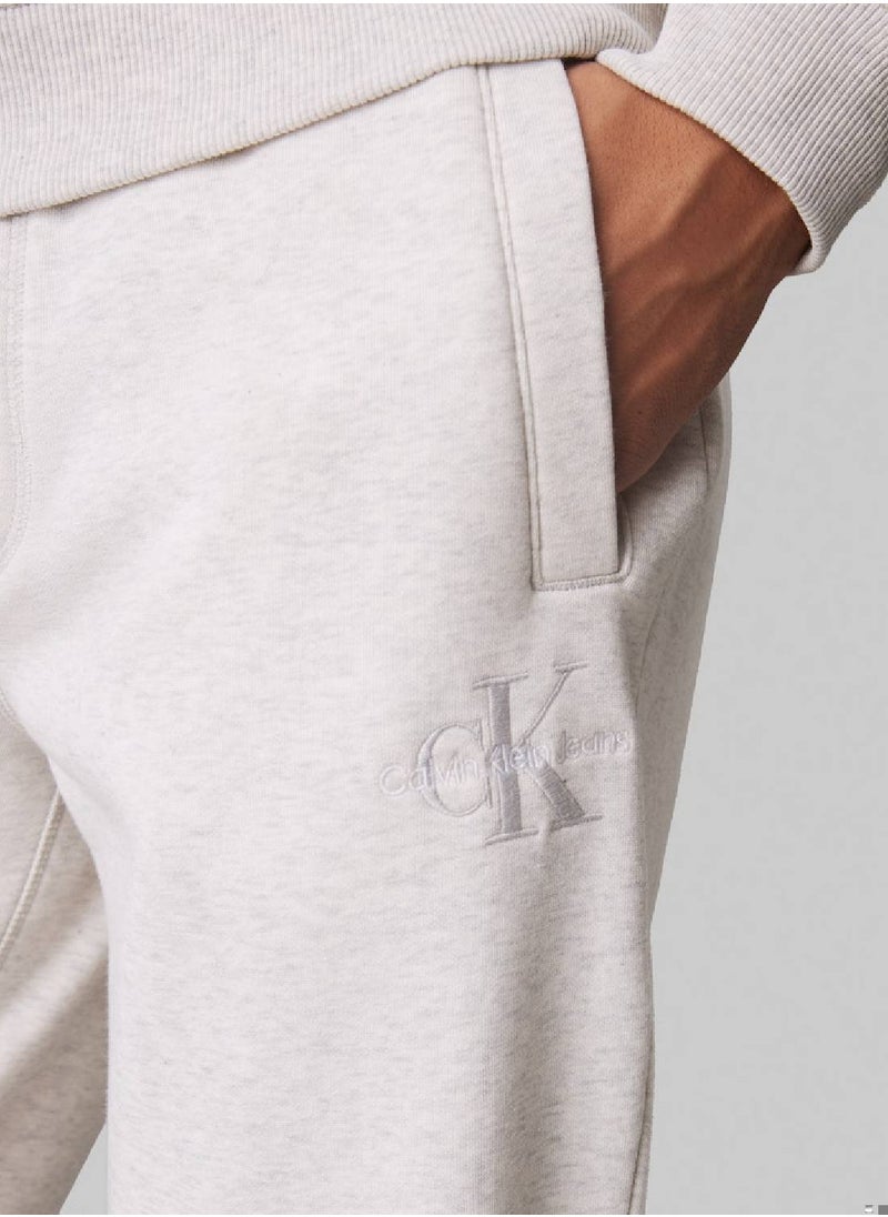 Calvin Klein Jeans Men's  Monogram Fleece Joggers , Grey - Cotton Blend  - Image 4