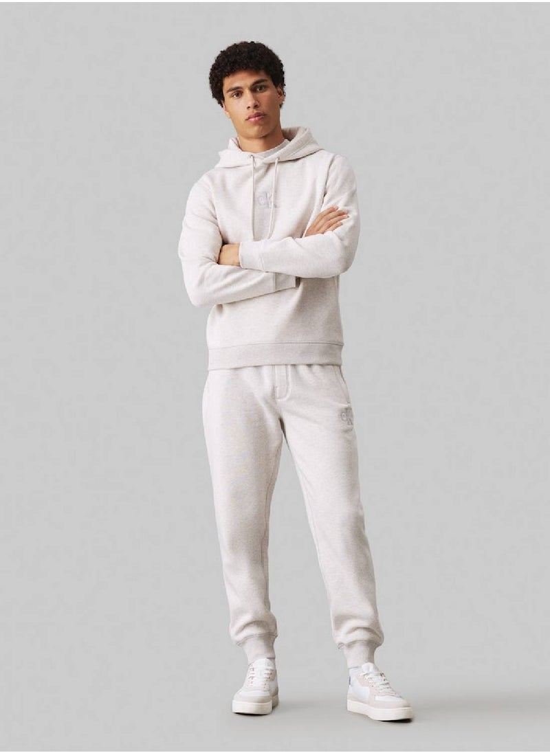 Calvin Klein Jeans Men's  Monogram Fleece Joggers , Grey - Cotton Blend  - Image 2