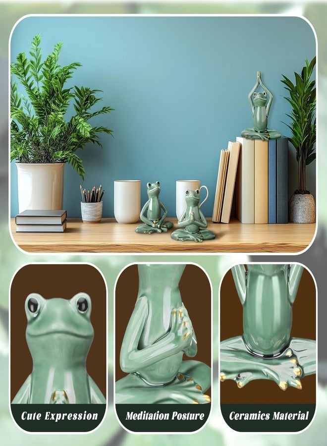 Fiwochic 3 Pcs Meditation Frog Statue Resin Yoga Frog Figurine Cute Meditation Tabletop Decor for Desk Living Room Patio Home Office Garden Backyard Decoration - Image 4