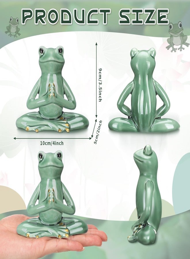Fiwochic 3 Pcs Meditation Frog Statue Resin Yoga Frog Figurine Cute Meditation Tabletop Decor for Desk Living Room Patio Home Office Garden Backyard Decoration - Image 2