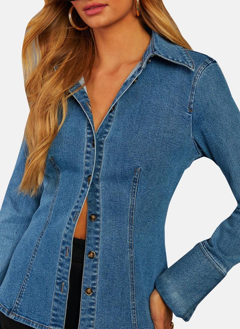 YUNIQEE Blue Regular Fit Spread Collar Long Sleeves Shirts - Image 4