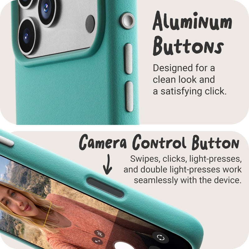 TineeOwl حافظة TineeOwl لهاتف iPhone 17 Pro - متوافقة مع MagSafe، أزرار ألمنيوم، تحكم بالكاميرا وزر عمل دائري، TPU رقيق ذو ملمس، تصميم بسيط - سلسلة DuneX باللون الأزرق الداكن - Image 4