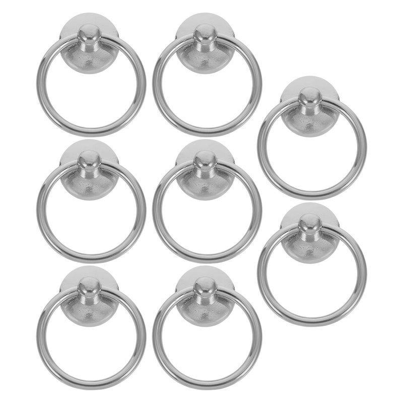 Silver Metal Ring Pull Handles 8pcs Zinc Alloy Single Hole Cabinet Drawer Pulls - Image 2