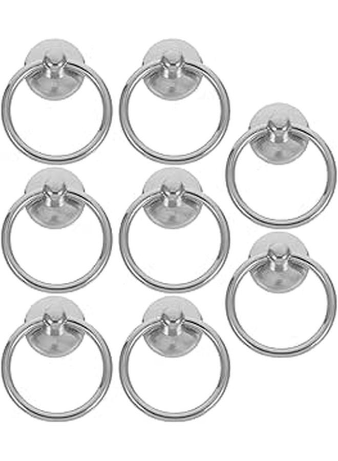 Silver Metal Ring Pull Handles 8pcs Zinc Alloy Single Hole Cabinet Drawer Pulls - Image 1