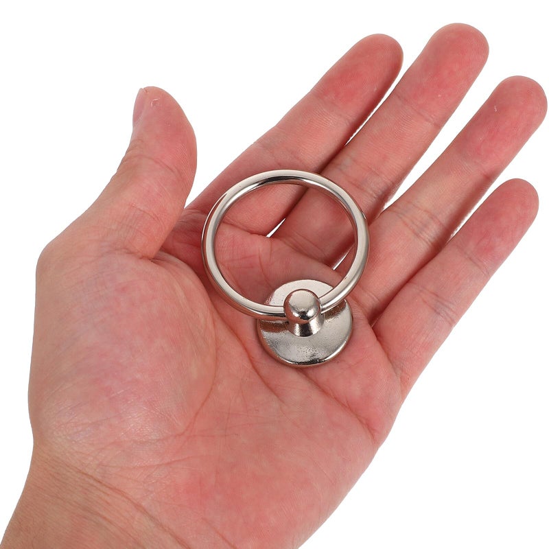 Silver Metal Ring Pull Handles 8pcs Zinc Alloy Single Hole Cabinet Drawer Pulls - Image 5