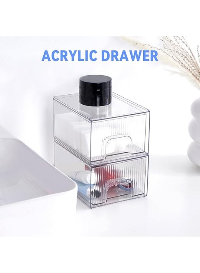 LENND Clear Makeup Organizer with Drawer, Acrylic Bathroom Supplies Storage Vanity, Plastic Storage Box, Perfume Organizer and Storages, Beauty Supplies, Home Under Sink, Kitchen Cabinets and Pantry - Image 3