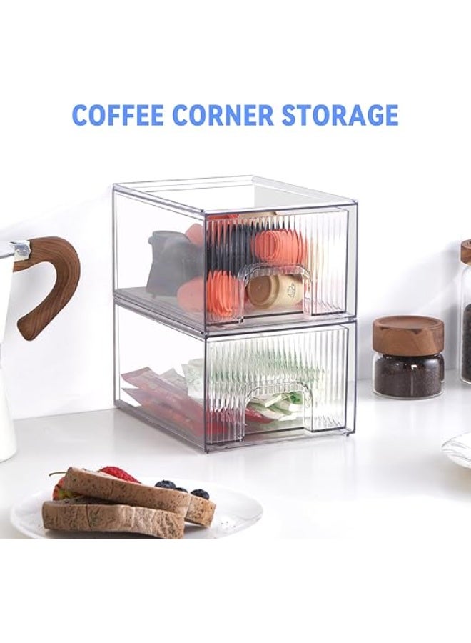 LENND Clear Makeup Organizer with Drawer, Acrylic Bathroom Supplies Storage Vanity, Plastic Storage Box, Perfume Organizer and Storages, Beauty Supplies, Home Under Sink, Kitchen Cabinets and Pantry - Image 2