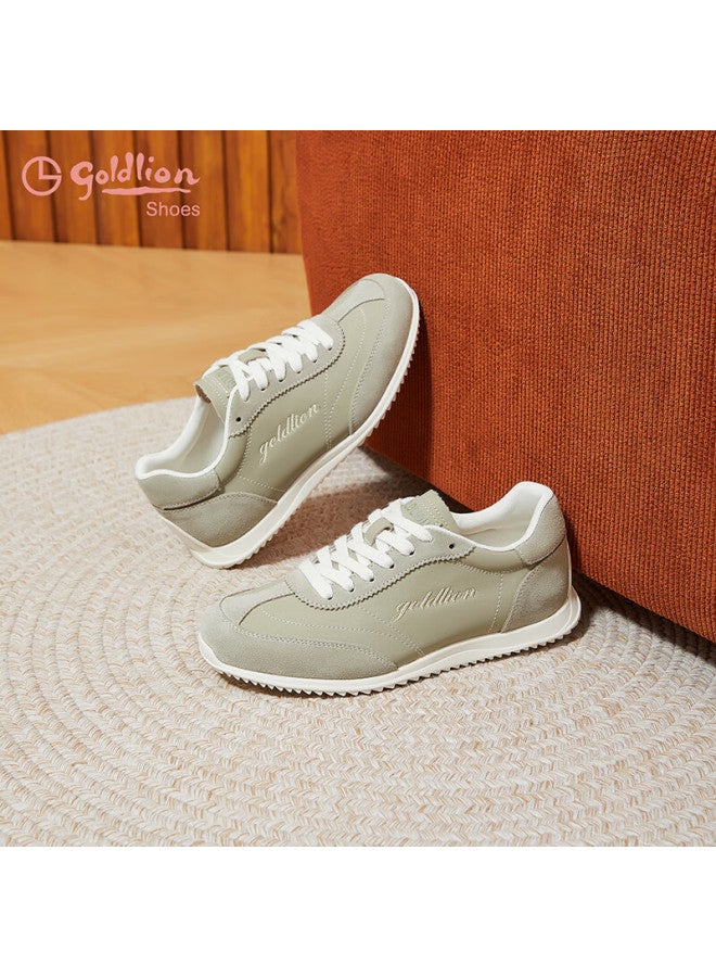 Goldlion Snooker Collaboration Women's Shoes Spring New Retro German Training Flat Running Shoes G696610077 Light Green Size 38 - Image 1