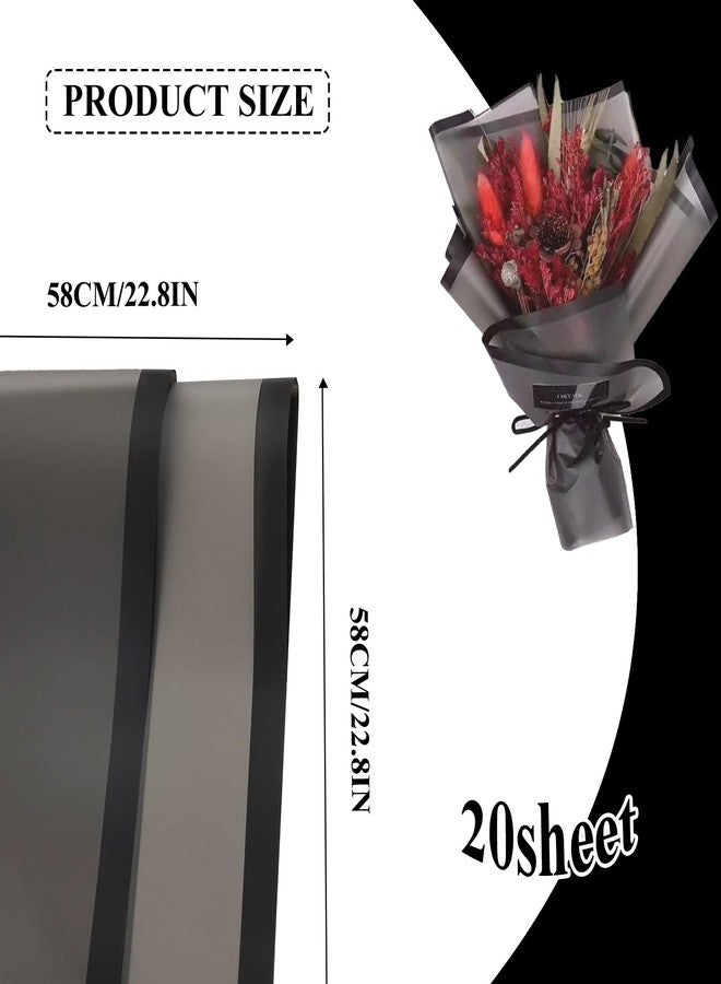 Jocomoni 20 Sheets Flower Wrapping Paper, Waterproof Floral Bouquet Wrapping Paper Fresh Flower Wrapping Paper with Black Border Florist Supplies Gift Packaging Material, 22.8x22.8 inch (Black) - Image 2