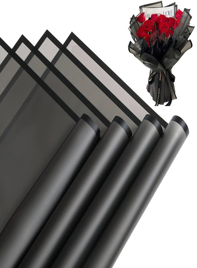 Jocomoni 20 Sheets Flower Wrapping Paper, Waterproof Floral Bouquet Wrapping Paper Fresh Flower Wrapping Paper with Black Border Florist Supplies Gift Packaging Material, 22.8x22.8 inch (Black) - Image 1