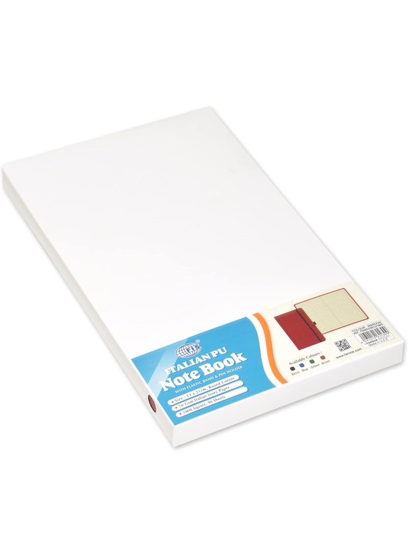 FIS FIS® Executive Notebook, Size 13x21CM, 96 Sheets 5MM Square With Elastic PU Window Maroon Design 3 -FSNBEX5M1321MR3  - Image 3