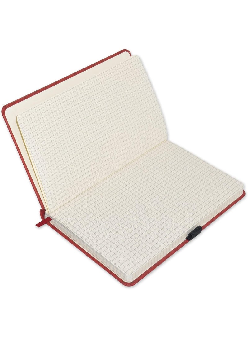 FIS FIS® Executive Notebook, Size 13x21CM, 96 Sheets 5MM Square With Elastic PU Window Maroon Design 3 -FSNBEX5M1321MR3  - Image 2