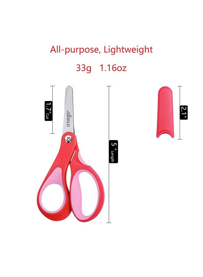 LIVINGO Left Handed Kids Scissors: Blunt Tip Safety Lefty Toddler Child Scissors for School Craft Cutting Paper - 3 Pack 5 inches Comfort Grip Green, Rose Pink, Blue - Image 2