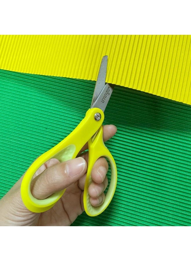 LIVINGO Left Handed Kids Scissors: Blunt Tip Safety Lefty Toddler Child Scissors for School Craft Cutting Paper - 3 Pack 5 inches Comfort Grip Green, Rose Pink, Blue - Image 4