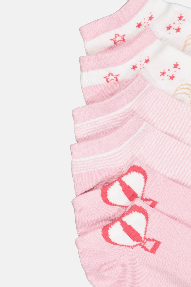 bebe Kids Girl 3 Pairs Printed Ankle Socks, Multicolor - Image 3