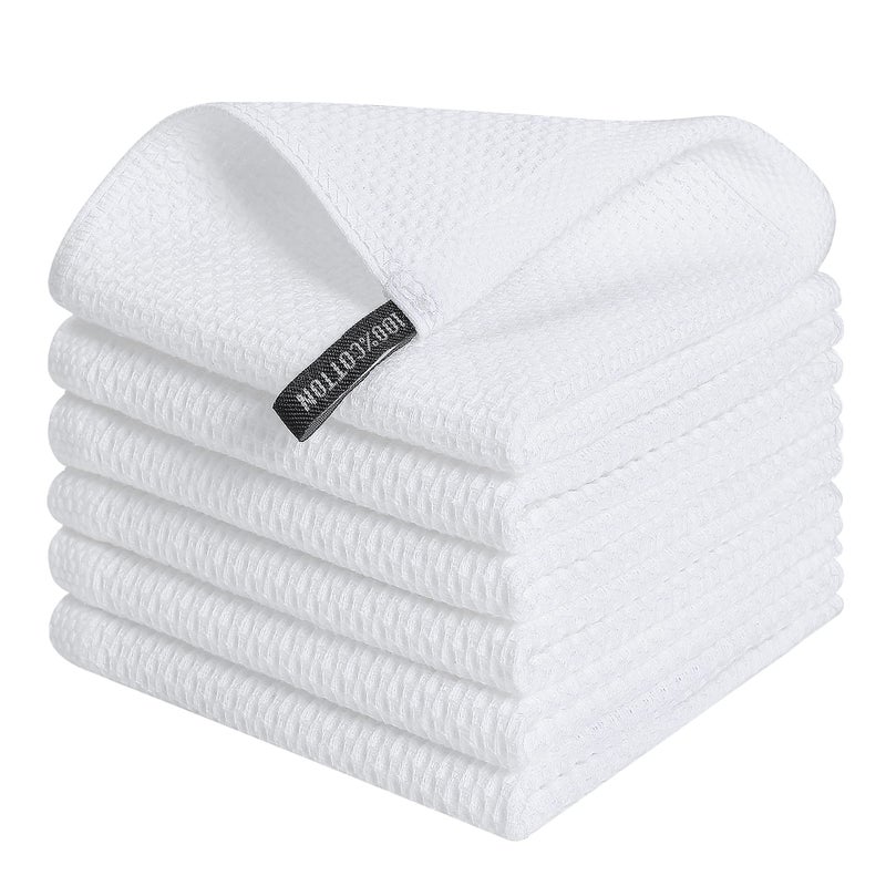 Kitinjoy 100 Cotton Kitchen Dish Cloths 6 Pack Waffle Weave Dish Towels Ultra Soft Absorbent Quick Drying Dish Rags 12 X 12 Inches White
