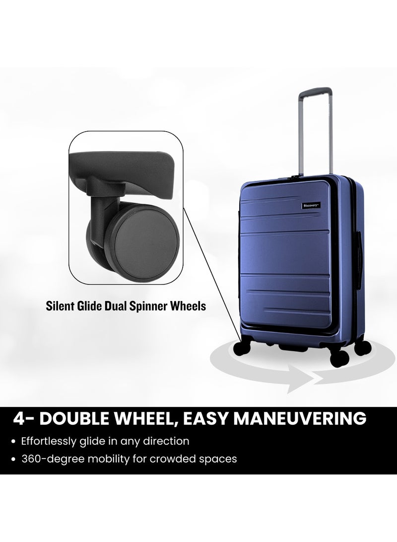 ديسكفري حقيبة سفر متوسطة بعجلات مزدوجة وقفل  من ديسكفري باترول، قشرة صلبة متينة وخفيفة الوزن قابلة للتوسيع، مقاس  سم، أزرق معدني. - Image 4